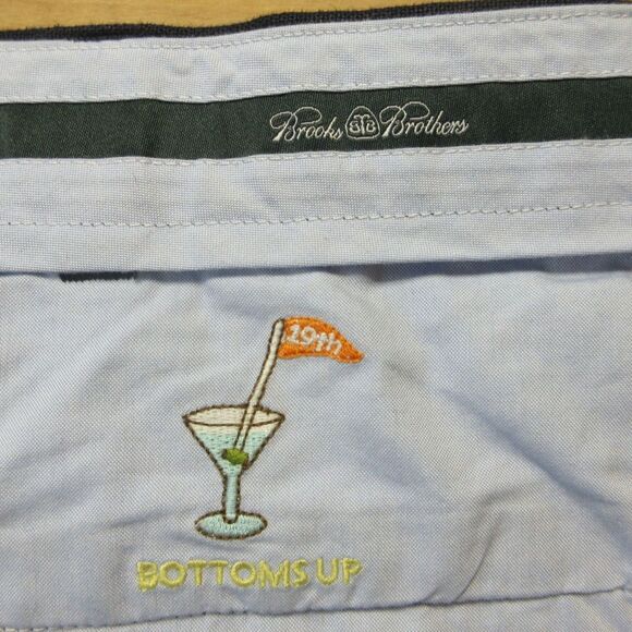 BROOKS BROTHERS Country Club 100% Linen 19th Hole Shorts Sz 40 Navy Blue Martini - Picture 8 of 15
